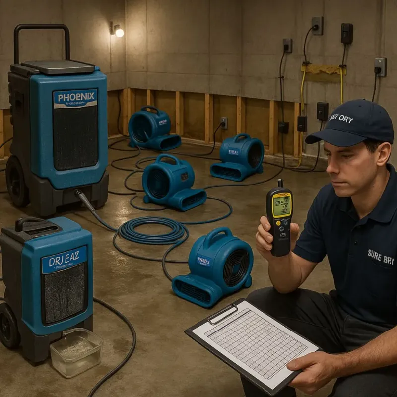Structural Drying and Dehumidification process in Carlstadt, NJ